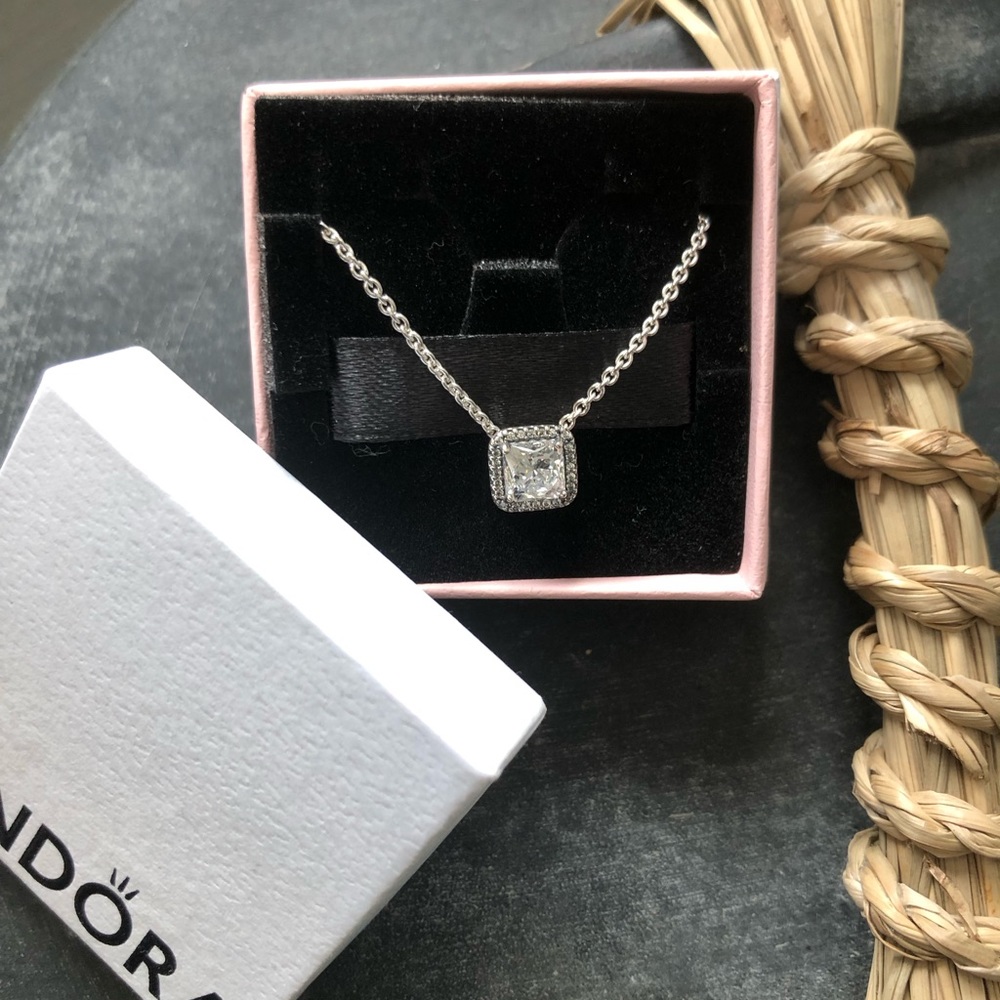 Pandora Silver Necklace with Clear Stone